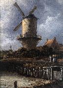 RUISDAEL, Jacob Isaackszon van The Windmill at Wijk bij Duurstede (detail) af oil painting on canvas